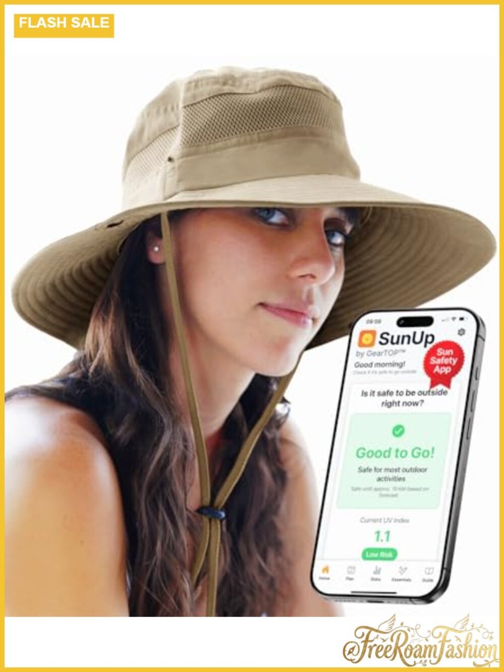 UPF 50+ Wide Brim Safari Sun Hat Packable UV Protection